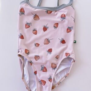 LuckyLeo 🍀 High Cut Strawberry 🍓 Print Leotard, Size M